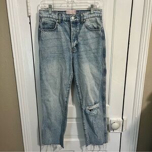 Revice Distressed Jeans Raw Hem Butt Rip Size 27 B2